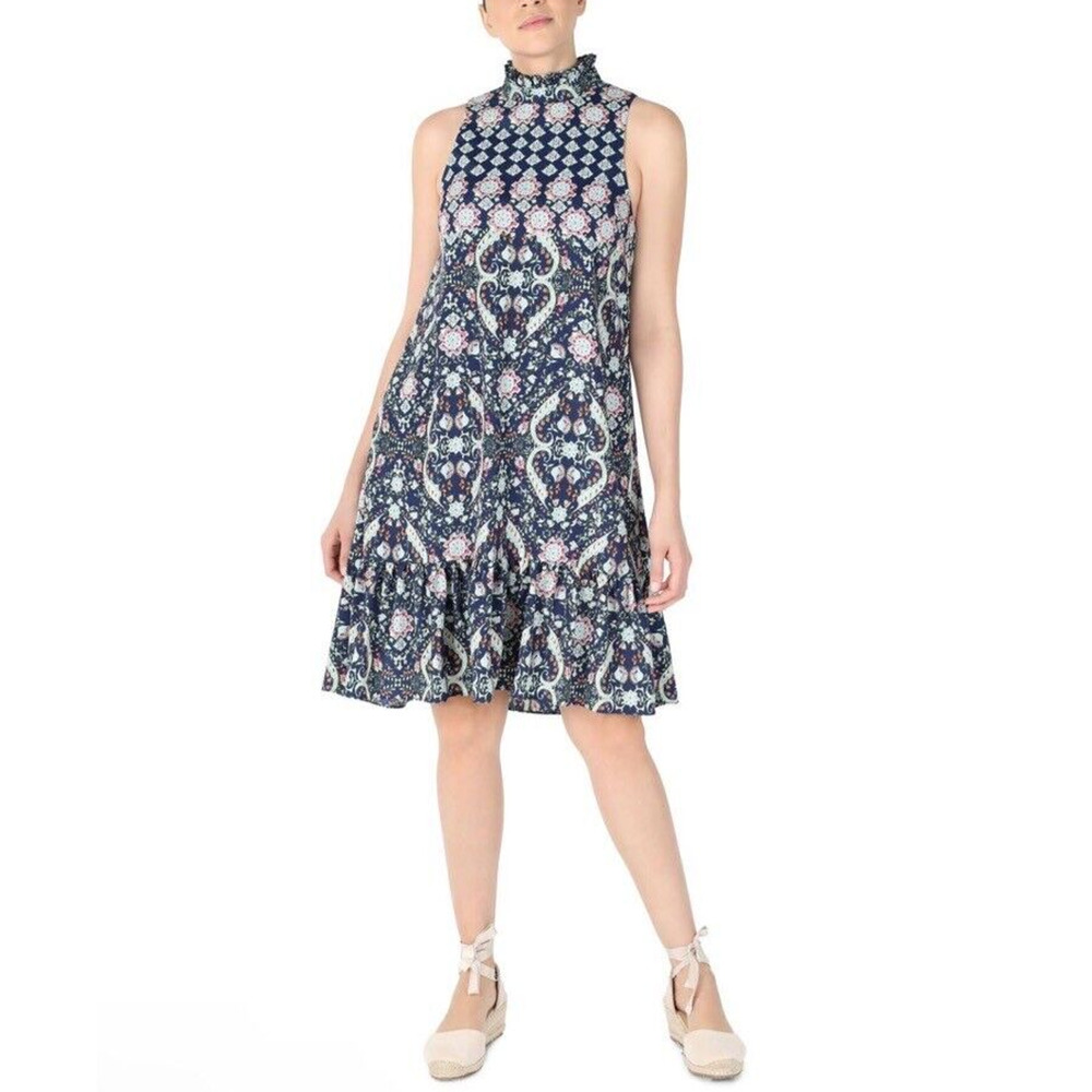 Julia Jordan Women 4 Dress Mock‎ Neck Sleeveless Sleeveless Ruffle Hem Lined